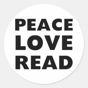 Sticker Rond Peace Love Read