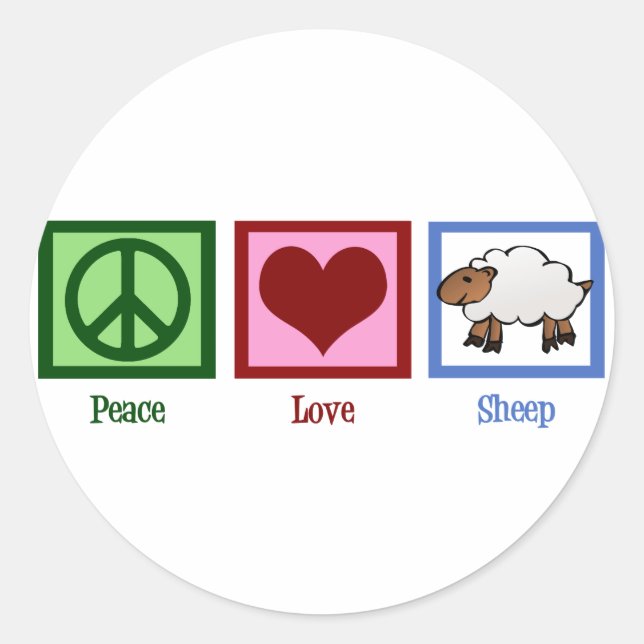 Sticker Rond Peace Love Sheep (Devant)