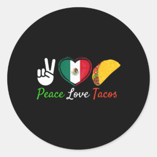 Sticker Rond Peace Love Tacos Cute Taco Cinco De Mayo Mexican F