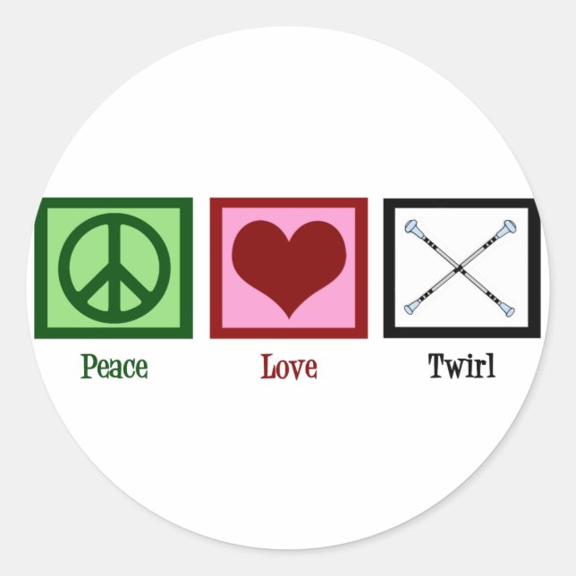 Sticker Rond Peace Love Twirl (Devant)