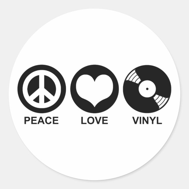 Sticker Rond Peace Love Vinyl (Devant)