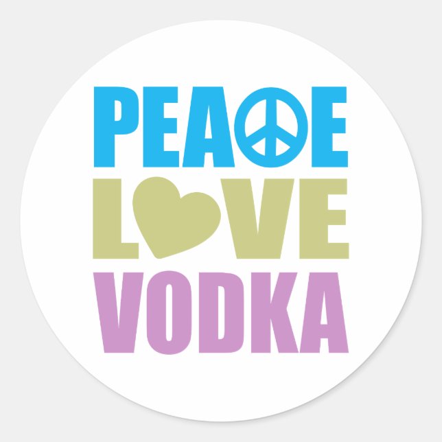 Sticker Rond Peace Love Vodka (Devant)