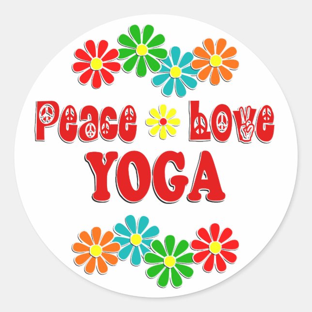 Sticker Rond Peace Love Yoga (Devant)