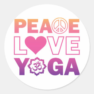 Sticker Rond Peace Love Yoga