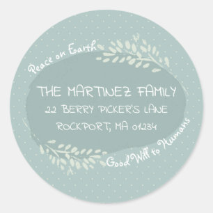 Sticker Rond Peace on Earth Doodle Round Return Adresse Label