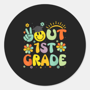 Sticker Rond Peace Out 1st Grade Cl Of 2025 Goodbye Graduation