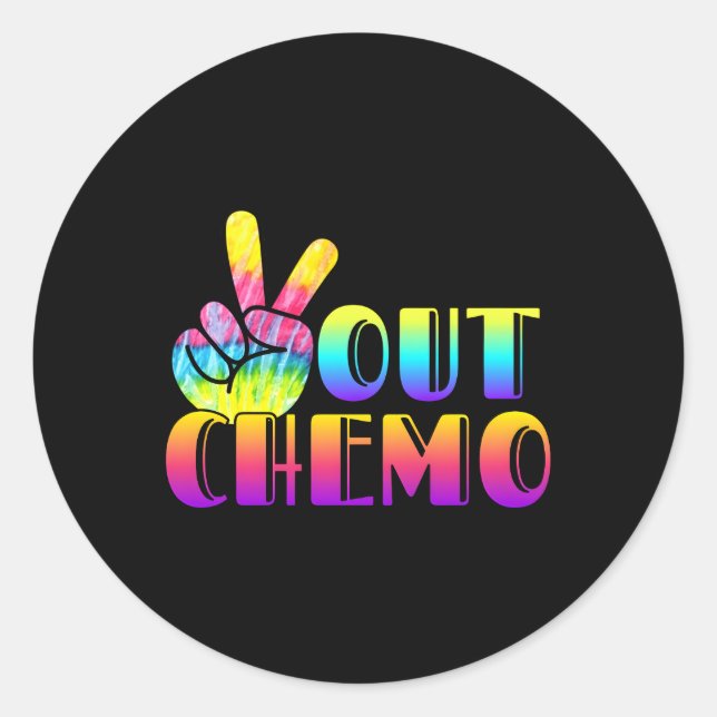 Sticker Rond Peace Out Chemo Dernière journée de chimiothérapie (Devant)