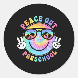 Sticker Rond Peace Out School 2024 Dernier Jour De L'École Été