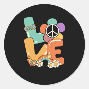 Sticker Rond Peace Sign Love 60 s 70 s Chemises les années 70 t
