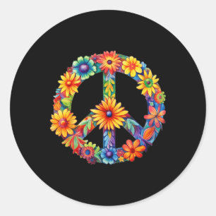 Sticker Rond Peace Sign Love 60s les années 70 Super Hippie Cos