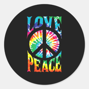 Sticker Rond Peace Sign Love 60S Les années 70 Tie Dye Hippie C