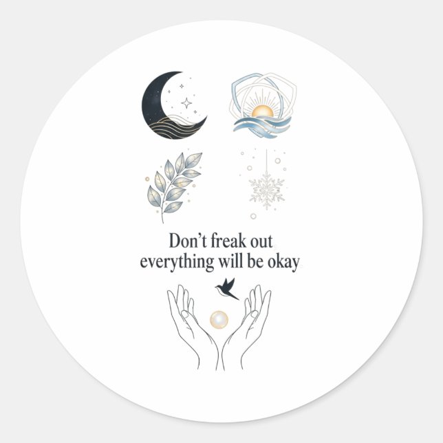 Sticker Rond Peaceful Night Moonlight Uplift_ Insred Gentle Art (Devant)