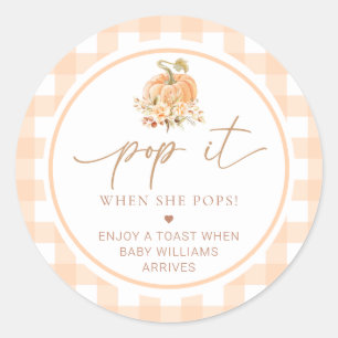 Sticker Rond Peach En vichy Citrouille Pop It When She Pops