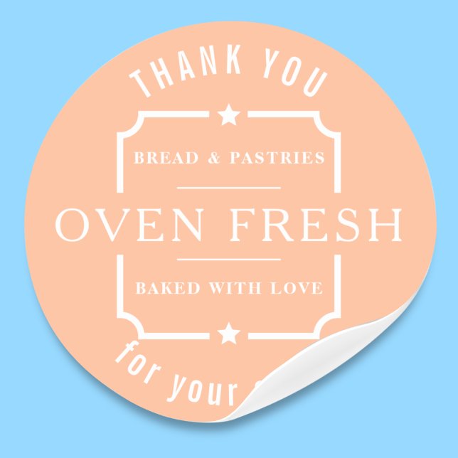 Sticker Rond Peach Fuzz Merci boulangerie moderne (Créateur téléchargé)