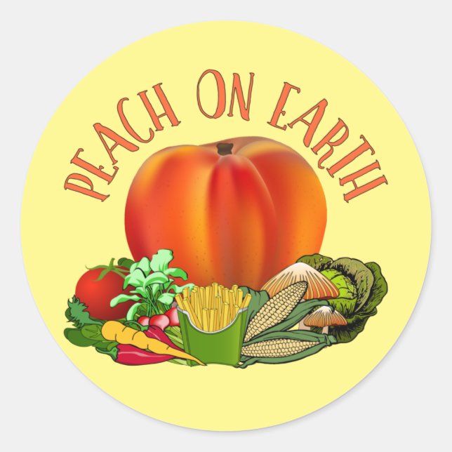 Sticker Rond Peach on Earth Funny Christmas Pun Classic Round S (Devant)