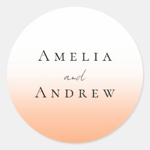 Sticker Rond Peach Orange Fuzz Élégant Mariage moderne