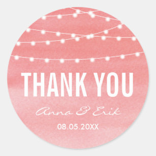 Sticker Rond Peach Watercolor String Lights