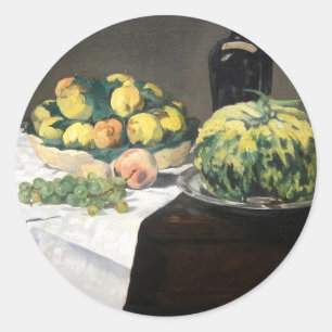 Sticker Rond Peaches au citron de la vie morte par Manet Impres