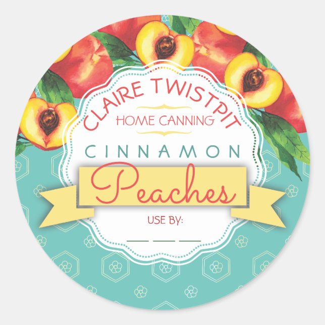 Sticker Rond Peaches tourte de remplissage confiture maison éti (Devant)