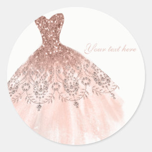 Sticker Rond Peachy Blush Parties scintillant rose Glam Fête de