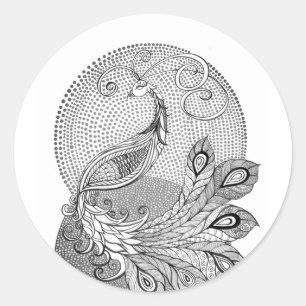 Sticker Rond Peacock