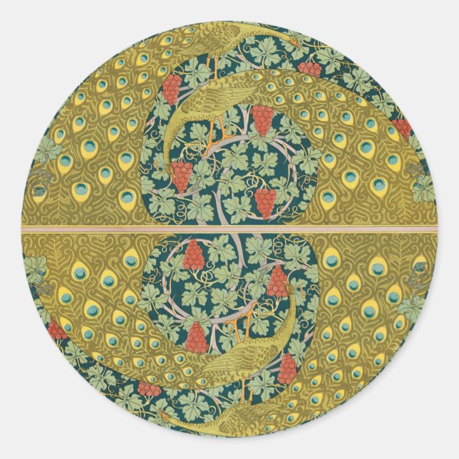 Sticker Rond Peacock Art Nouveau Style rond design complexe (Devant)