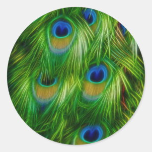 Sticker Rond Peacock feather