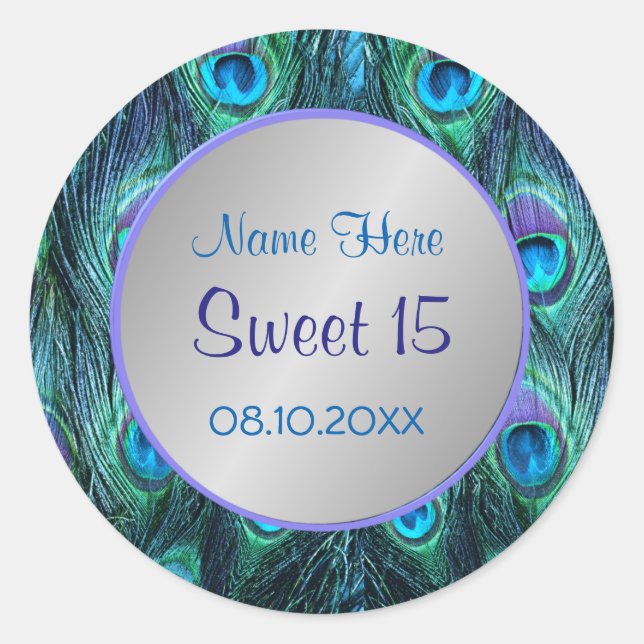 Sticker Rond Peacock Feather Drama ver 1 -Sweet 15 (Devant)