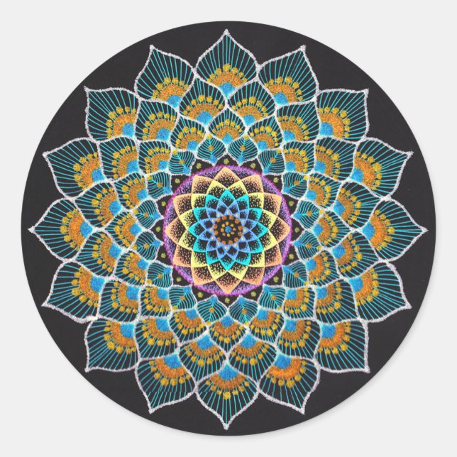 Sticker Rond Peacock Mandala (Devant)