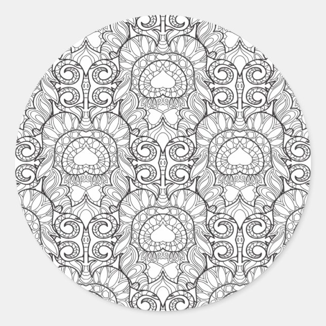 Sticker Rond Peacock Motif Doodle (Devant)