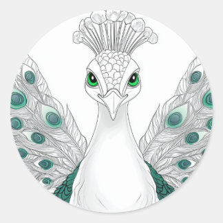 Sticker Rond Peacock sticker. A noble and beautiful bird