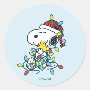 Sticker Rond Peanuts Amour et Lumières de Noël