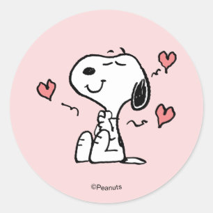 Sticker Rond Peanuts Cœurs de Snoopy