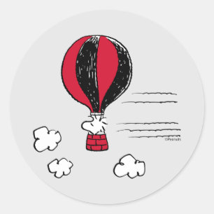 Sticker Rond PEANUTS   Motif rouge et noir