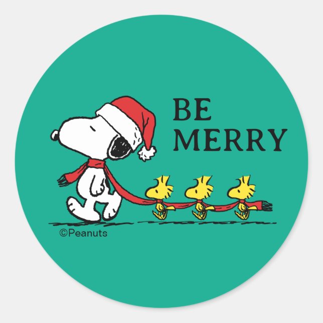 Sticker Rond Peanuts | Snoopy & Friends Winter (Devant)