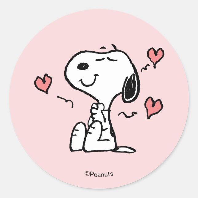 Sticker Rond Peanuts | Snoopy Hearts (Devant)