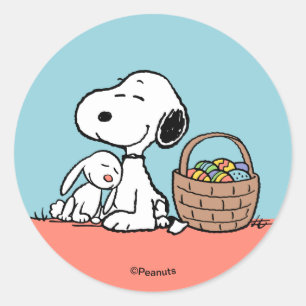Sticker Rond Peanuts   Snoopy Joyeuses Pâques