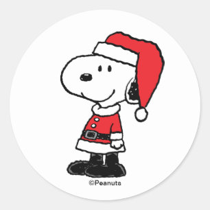 Sticker Rond Peanuts Snoopy Père Noël