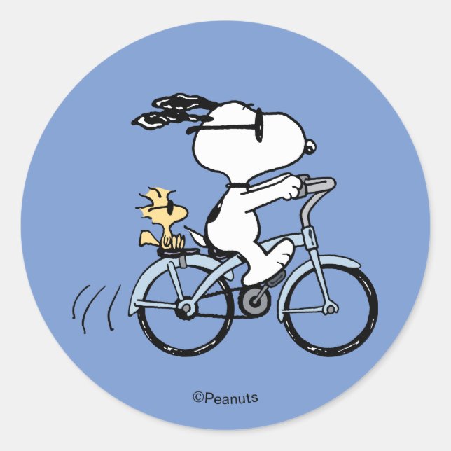 Sticker Rond Peanuts | Snoopy & Woodstock Bicycle (Devant)