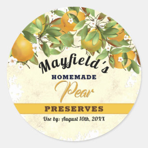 Sticker Rond Pears Fruit Canne Jam Jar