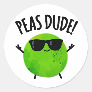 Sticker Rond Peas Dude Funny Veggie Pea Pun