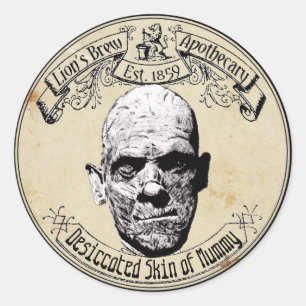 Sticker Rond Peau apothécaire Vintage d'Halloween de momie