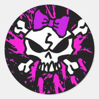 STICKER ROND PEAU DE FILLE À LA FILLE AVEC DES ÉCLATS