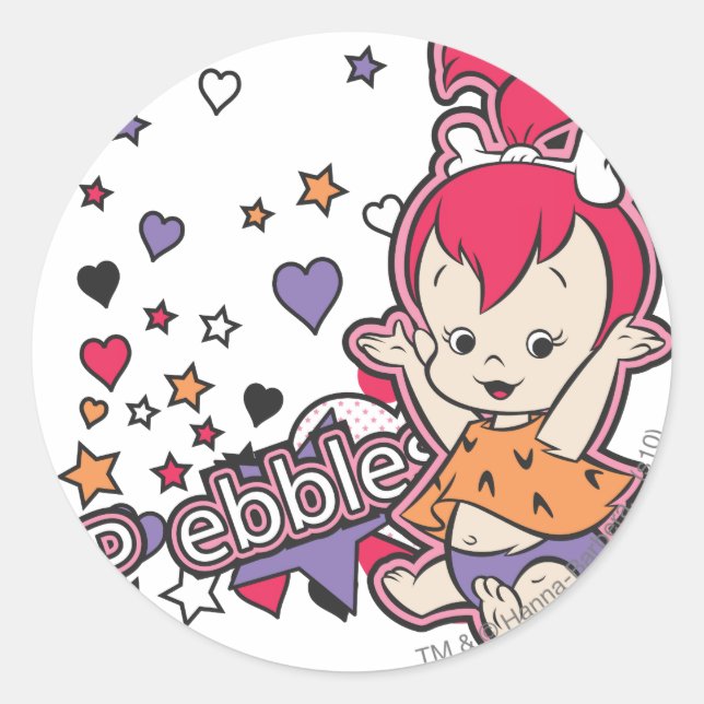 Sticker Rond PEBBLES™ Coeur pourpre (Devant)