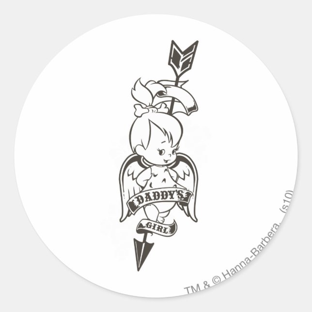 Sticker Rond PEBBLES™ Daddy's Girl B&W (Devant)