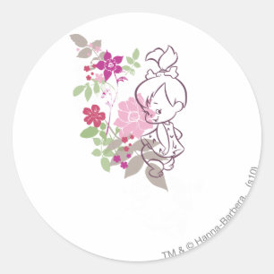 Sticker Rond PEBBLES™ Un Cutie Dans Les Fleurs