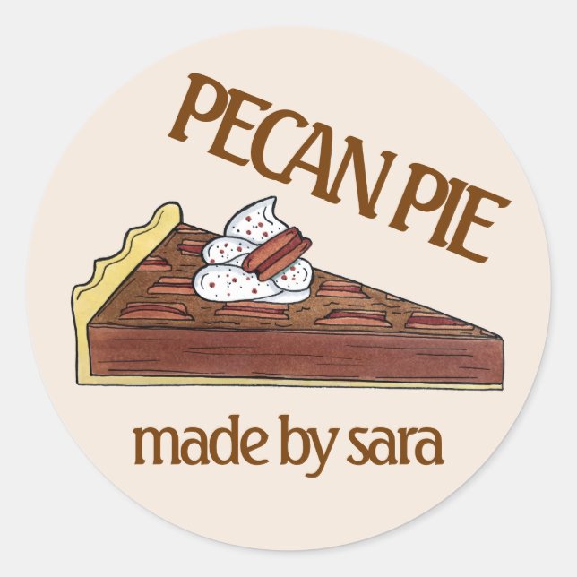 Sticker Rond Pecan Pie Tart Southern Food Dessert Cuit Au Four (Devant)
