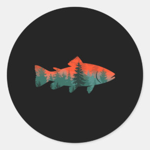 Sticker Rond Pêche à la mouche Pêcheur Nature 