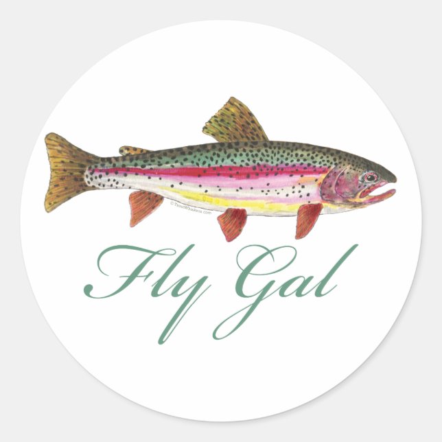 Sticker Rond Pêche à la truite (Devant)