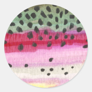 Sticker Rond Pêche à la truite arc-en-ciel